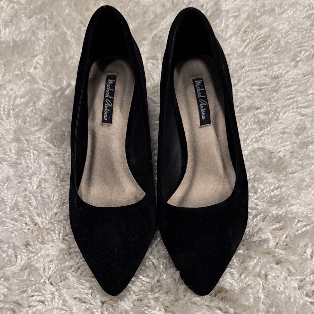 Michael Antonio Black Suede Heels